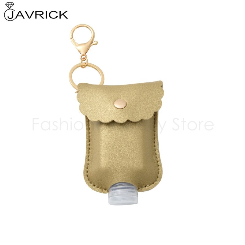 60ml Tragbare Squeeze Flasche Leere Dicht Kunststoff Reise Flasche für Hand Sanitizer mit Leder Keychain Halter Clips: Gold