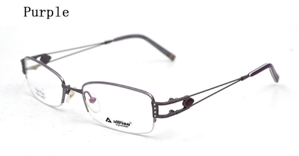 Crystal Decorated Woman Glasses Frames Semi Rim Titanium Hollow Out Temple Diamond Frame Women Prescription Eyeglasses D5: 2