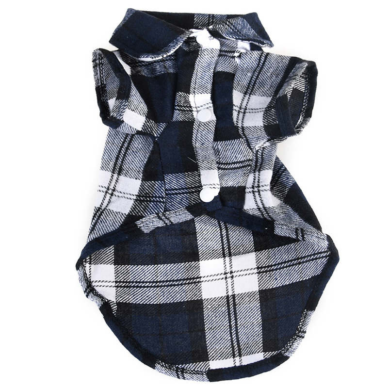 Ropa para mascotas para perros pequeños, camisa a cuadros de algodón para primavera y verano, ropa para Chihuahua de peluche cachorro de Yorkshire: Blue / S