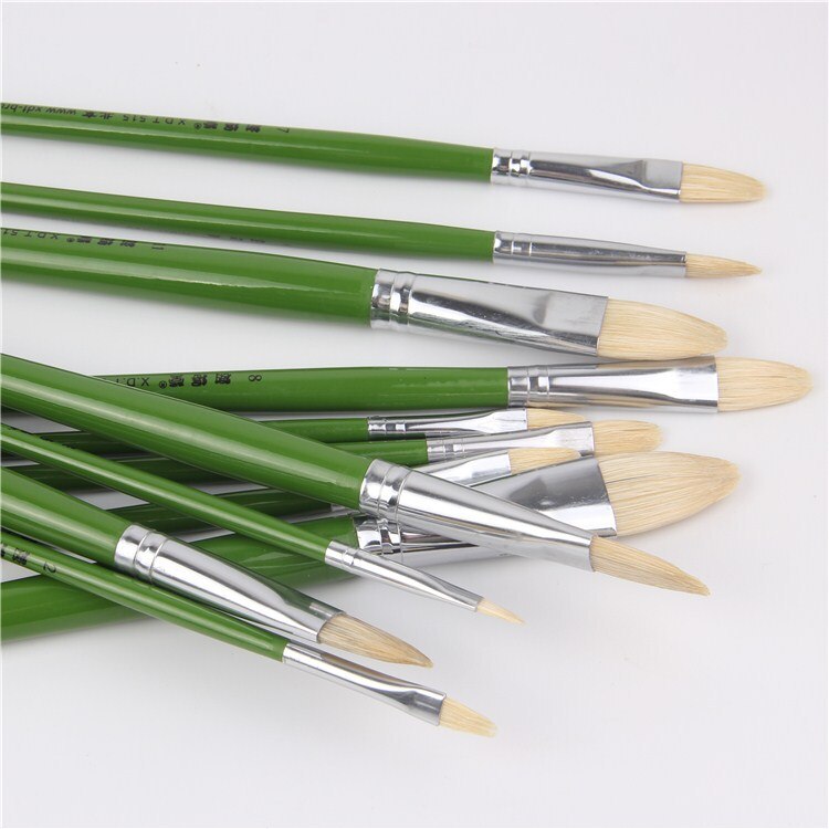 6 unids/set, cerdas de cerdo artista pinceles para pintura al óleo chese pincel de pintura lengua pico conjunto de pinceles de pintura suministros de Arte de dibujo
