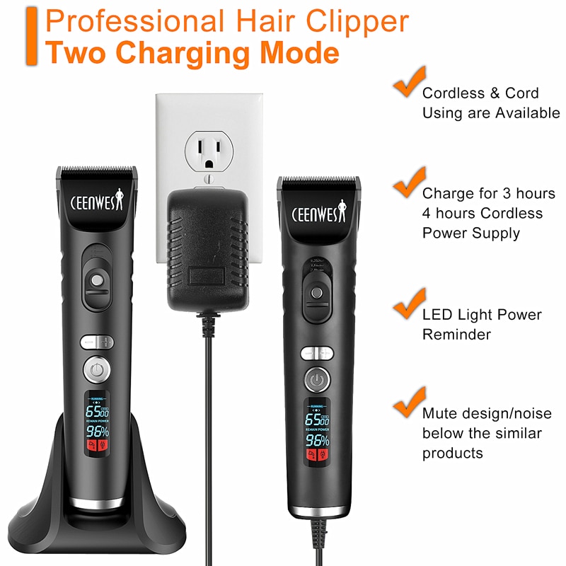 Ceenwes Rechargeable Hair Trimmer Clippers for Men Cordless Clippers Hair Cutting Kit with 8 Guide Combs Including Charging Dock