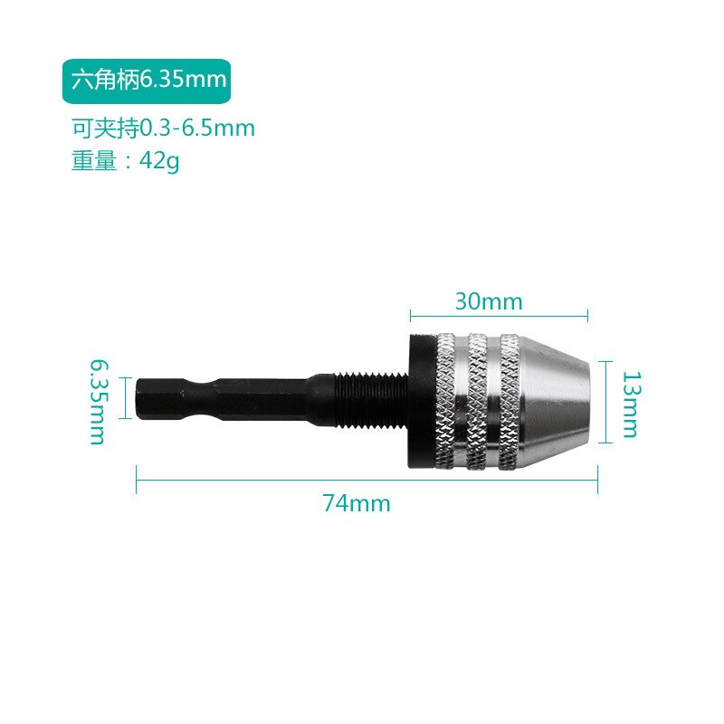 Mini Keyless Drill Chuck 0.3-8mm Self-Tighten Electric Drill Bits Collet Fixture Tools 1/4" Hex Shank Quick Change Converte: 0.3-6.5mm sliver