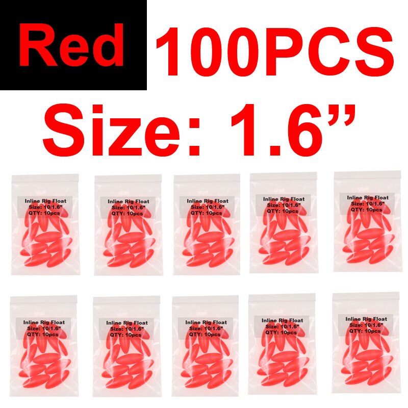 100PCS 1.4 "1.6" Ovale Vissen Rig Float Foam Bobbers Voor Karper Meerval Pompano, Whitings, corvina, Snappers Rigs Maken: 100pcs Red L