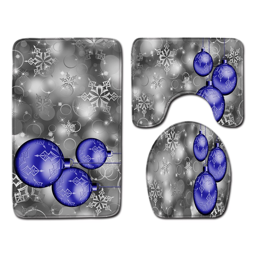Kerstbadmat toilet driedelige set vloer thuis antislip voering schuim duurzame hoes douchematten badmattenset: Q190705-a049 / 4575cm