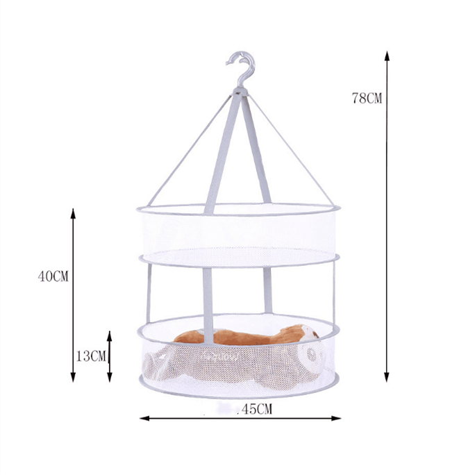 Windproof Clothes Dryer Drying Rack for Sweaters Hanging Laundry Basket Mesh Folding Nets Double Layer