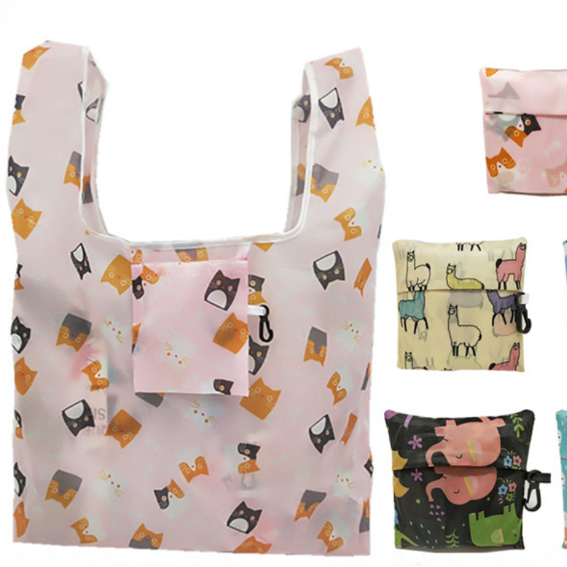 Portable Square Bag Reusable Storage Bag Fashionable Low Carbon Polyester Shopping Bag Storage Portable Strawberry Folding Bag