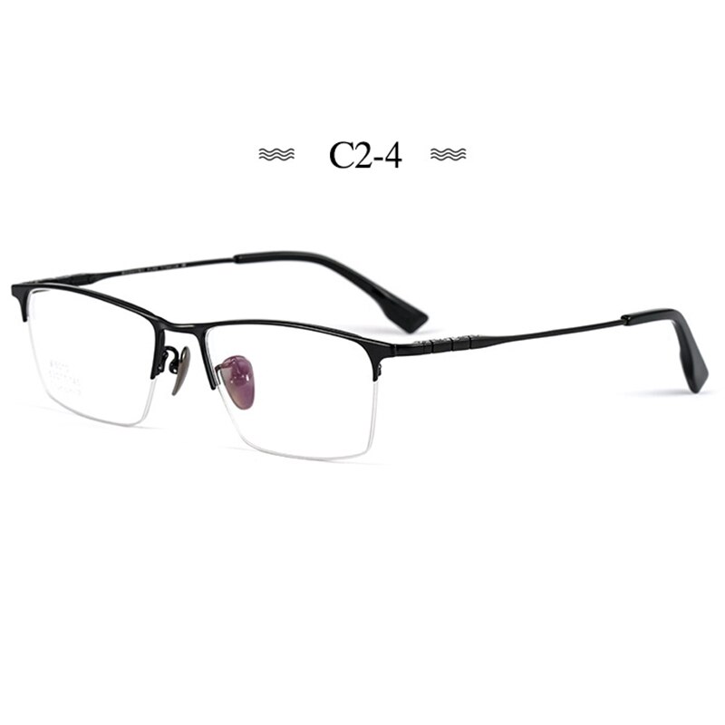 Montura de gafas de titanio puro para hombre, gafas graduadas de , a la , estilo de negocios, T8607T: C2-4
