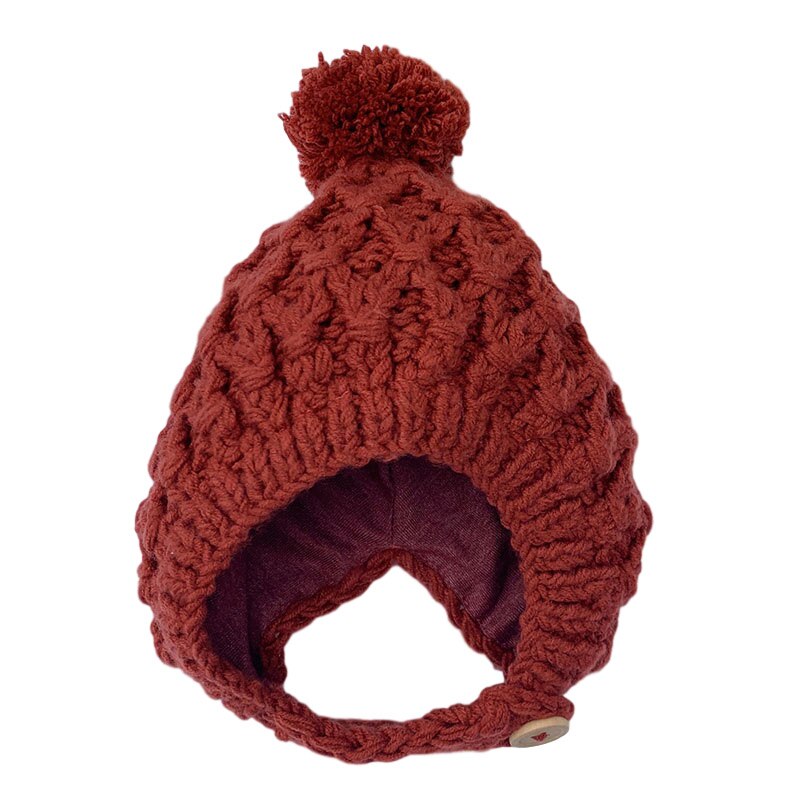 hiver bébé fille chapeau Pom Pom tricot épais enfants chapeau bébé garçon casquette Elf enfant en bas âge chapeaux 1PC: Wine red