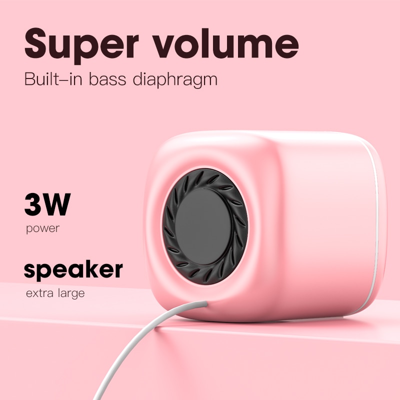 USB Wired Computer Speakers Pink Laptop Speaker Subwoofer Deep Bass Sound Box Music Player Loudspeaker Haut-parleurs Cute Column