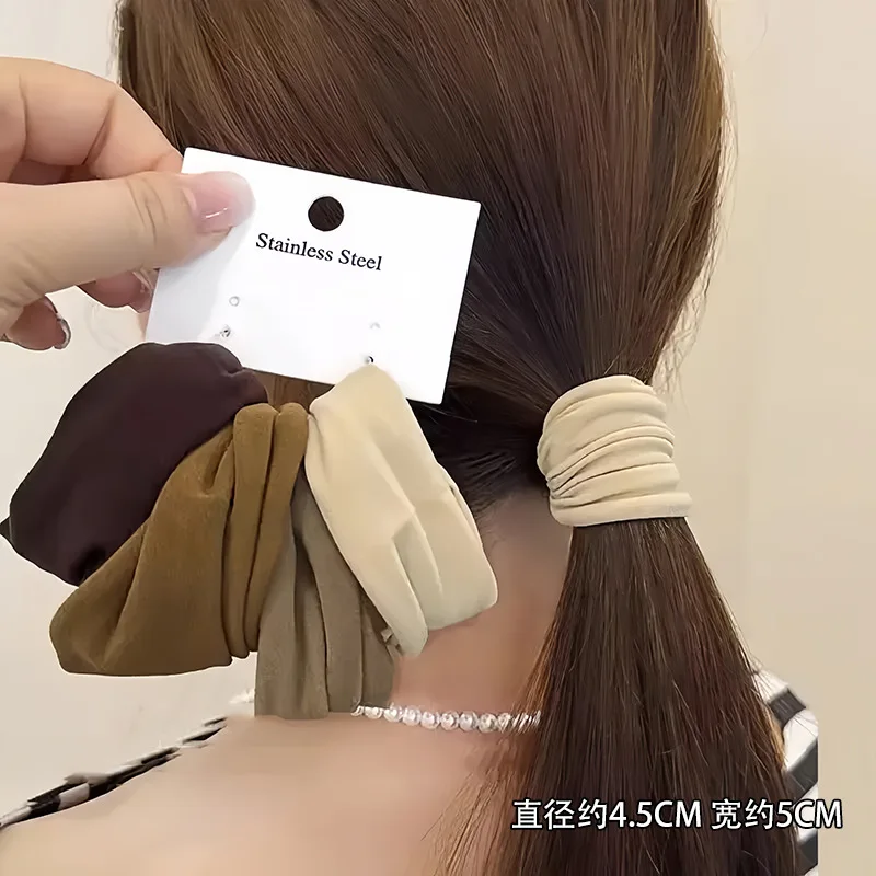 Juego de 4 cuerdas para el cabello gruesas y ensanchadas para mujer, coleteros, lazos para el cabello, bandas de goma, accesorios para el cabello de de Corea: Gris