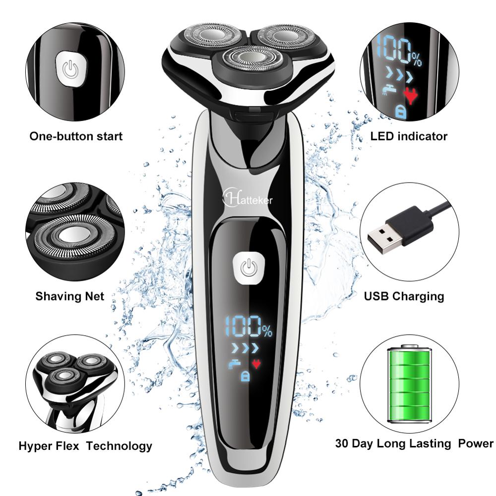 HATTEKER-rasoir électrique pour hommes, /nouveauté, rechargeable par usb, kit de toilettage pour la barbe