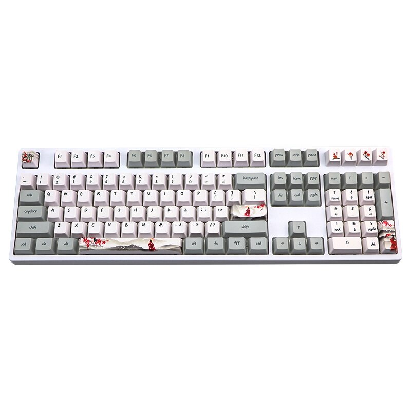 113 Keys PBT Keycap 5 Sides Dye-Sublimation Cherry Profile Key Cap Mechanical Keyboard Keycap Set Wangjiang Plum Blossom