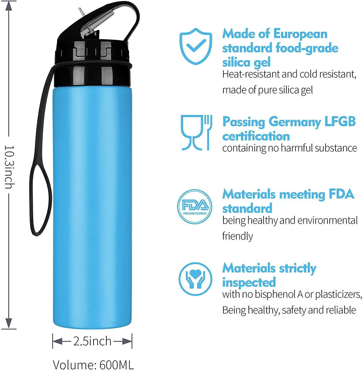 600ML silicone Pieghevole Bottiglia di Arrampicata tutto'aperto A Scomparsa Bottiglia di Acqua di Viaggio Comodo anti-scottatura