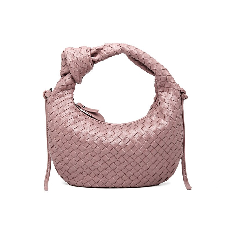 Handarbeit Gewebt Handtasche Luxus Woven Leder Gedruckt Schulter Tasche Luxus Dame Crossbody Hobo Geldbörse: Pink / 33X2X23cm