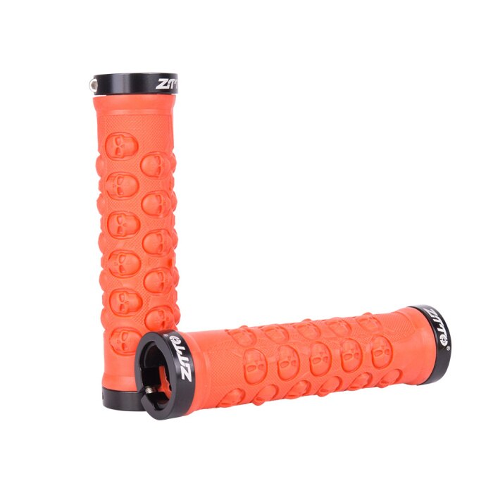 Rubber Bicycle Grips Double Side Lock-on Handlebar Grips Anti-skid Shock-absorbing Skull Gripsl MTB Fixed Gear Bike Grips