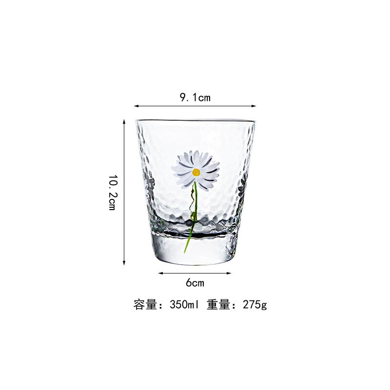 Glazen Beker Kleine Daisy Gehamerd Crystal Cup Huishoudelijke Hittebestendige Transparant Glas Fruit Drink Bier Whiskey Bril: 4