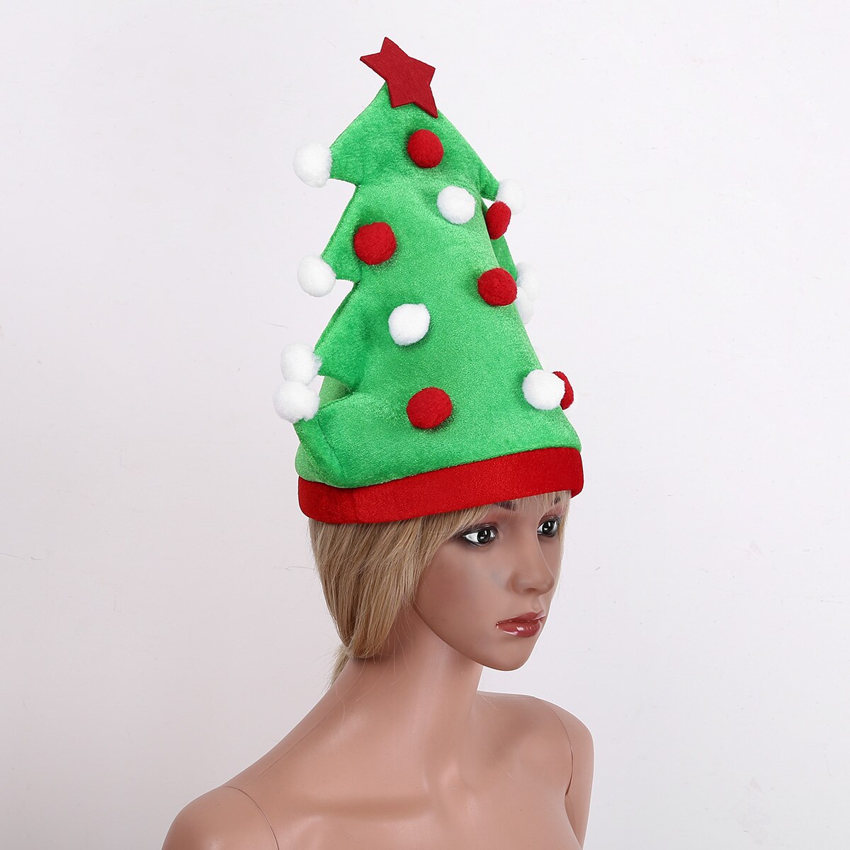 Unisex Volwassenen Zachte Fluwelen Kerstboom Hoed Santa Cap Xmas Party Haar Accessoires Grappige Kerst Hoed Partijen Hoofddeksels