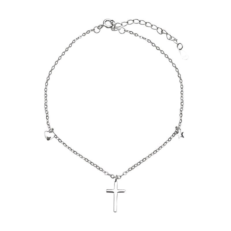 Louleur 925 Sterling Silver Anklets Cross Pendant Adjustable Anklets For Women Summer Jewelry Trend Fine Jewelry