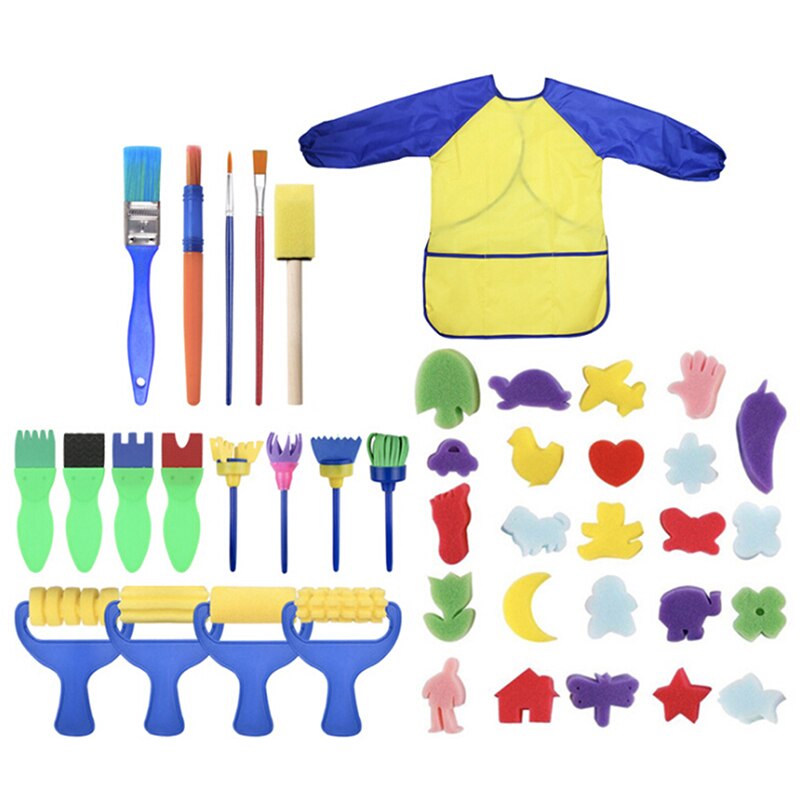 48 Stks/set Diy Spons Borstel Bloem Stampset Art Supplies Voor Kinderen Schilderen Gereedschap Postzegels Speelgoed: Default Title