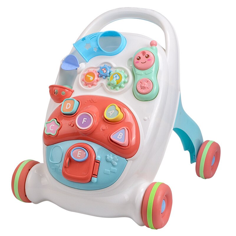 Baby walker anti-rollover walker multifunktionell tidig utbildning leksak hand push baby walker 7-24 månader: Default Title