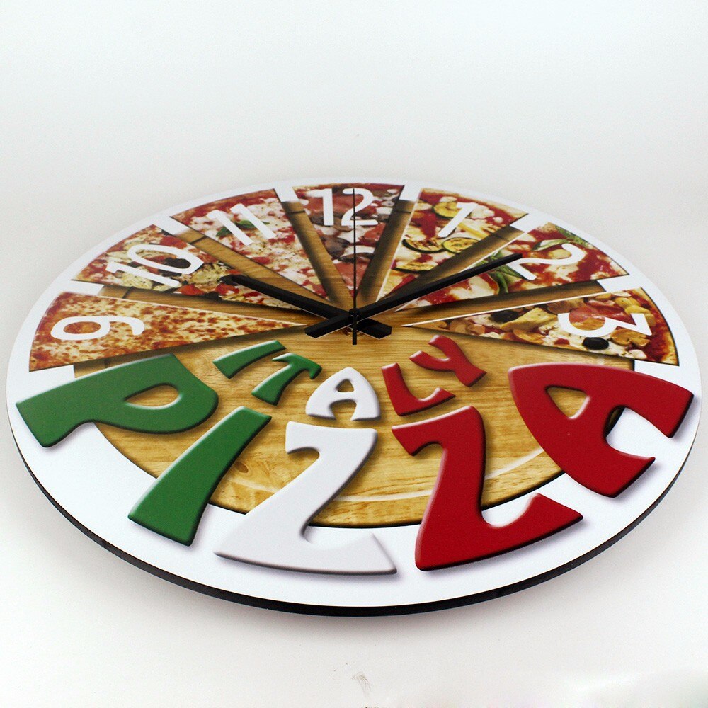 Vintage veggklokke klokke tre mute stue rund vegg klokke kjøkken pizza nordisk klokke