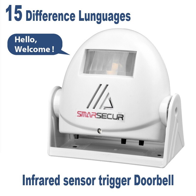 Smart Doorbell Chime Infrared Sensor Triggered Welcome Doorbell 3 Mode 15 Difference Lunguage Automatic Body Sensing Alarm Chime