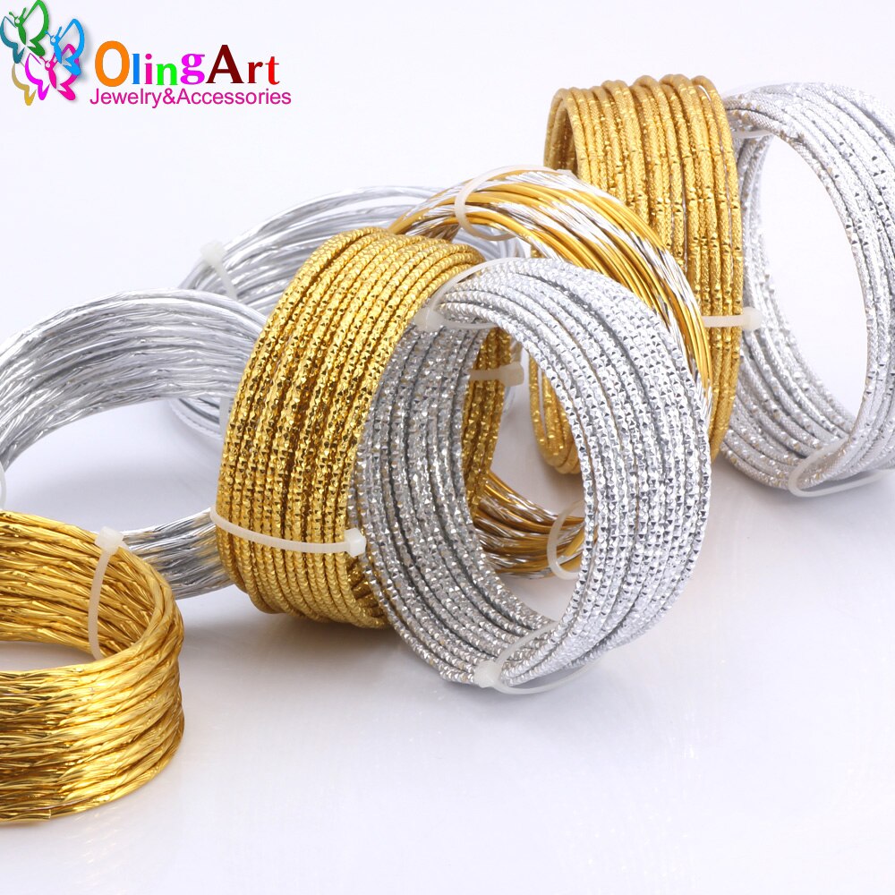 1M/5M lot 2.0mm Various Patterns Aluminum wire gold/silver soft craft versatile metal wire DIY Handmade jewelry making