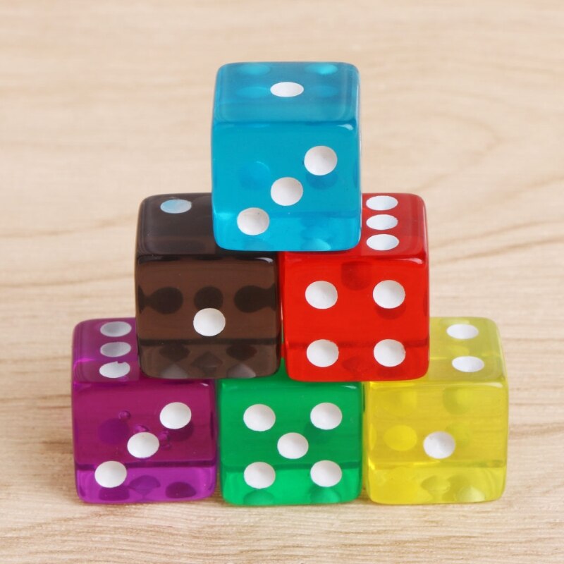 10 pièces Six faces 15mm Cube Transparent coin rond Portable Table jeux de jeu acrylique à boire dés