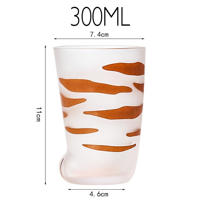 Cat Paw Cup Milk Glass Frosted Glasses Cute Cat Foot Claw Print Mug Office Coffee Milk Glass Kids Breakfast Cups: 300mlTabby cup
