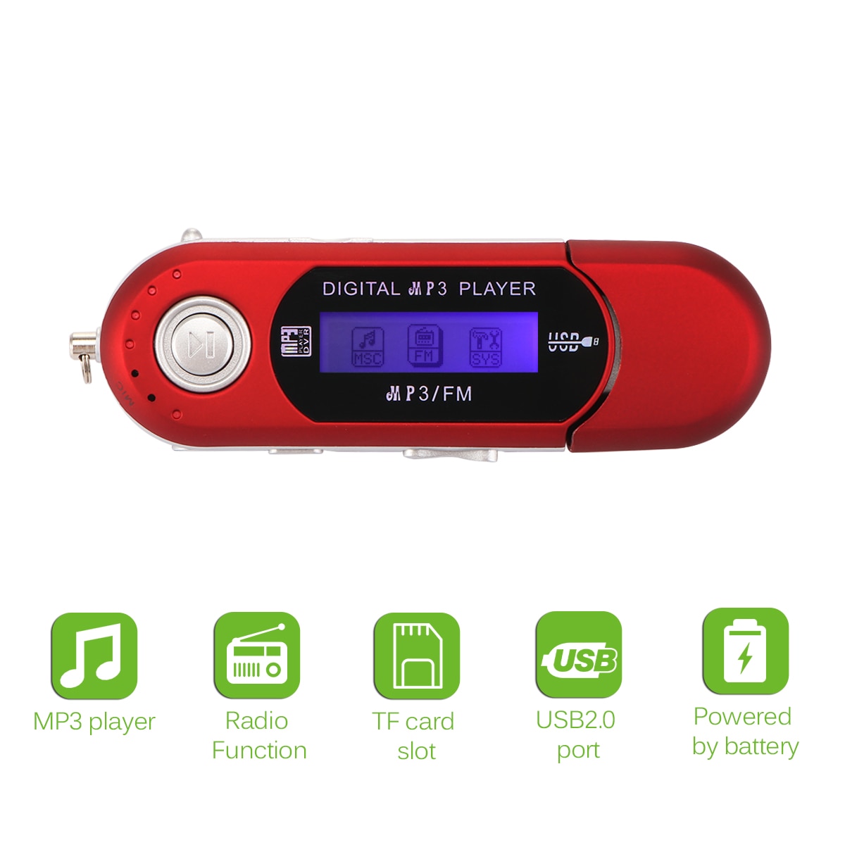 Mini lecteur MP3 numérique USB Portable Radio FM entendre de la musique lecteur MP3 et Support 32GB carte TF carte SD et Radio FM