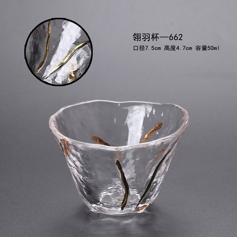 Japanske snapseglas kop krusning guldkant whiskyglas vintage vinglas home kieliszki do wina juice glas  ac50gc