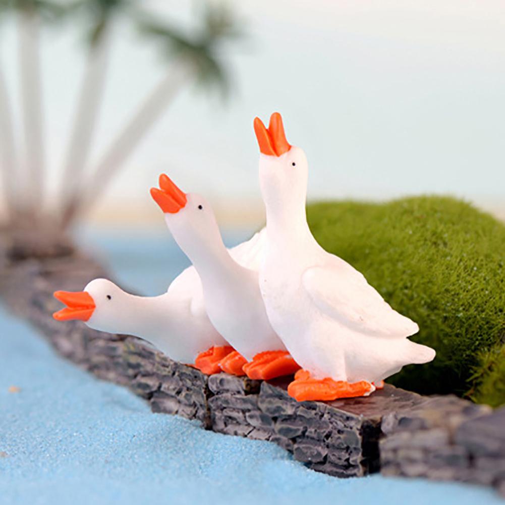 3Pcs Miniatuur Goose Hars Diy Landschap Tuin Terrarium Beeldjes Miniatuur Fairy Tuin Decoratie Accessoires Moderne