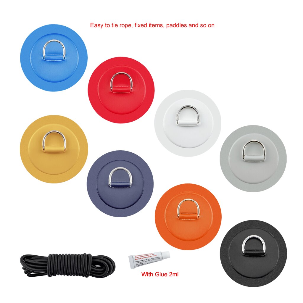 6 stuks/partij surfplank, dinghy, boot, pvc-patch met roestvrijstalen d-ring, dekbevestiging, sup ronde ringpad, 5m elastische bungee-touwset