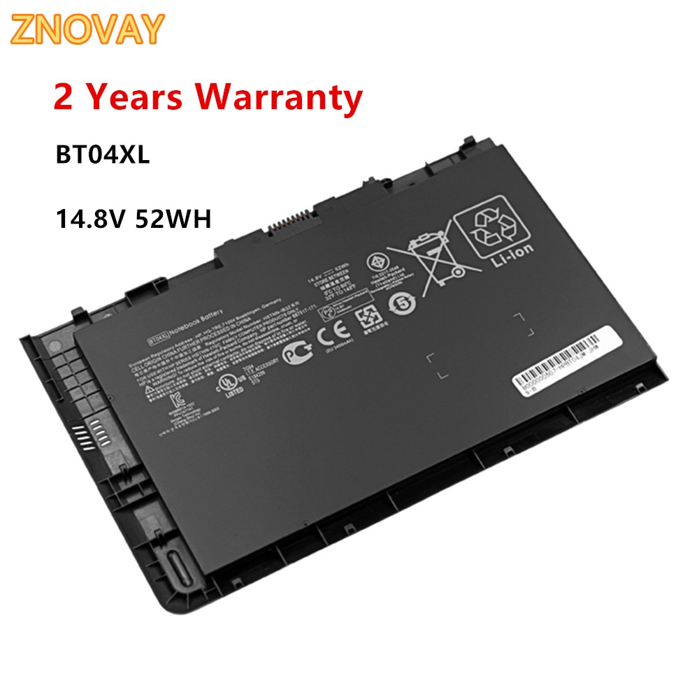 Znovay  bt04xl laptopbatteri til hp elitebook folio 9470m 14.8v 52wh batteri  bt04xl 687945-001 14.8v 52wh