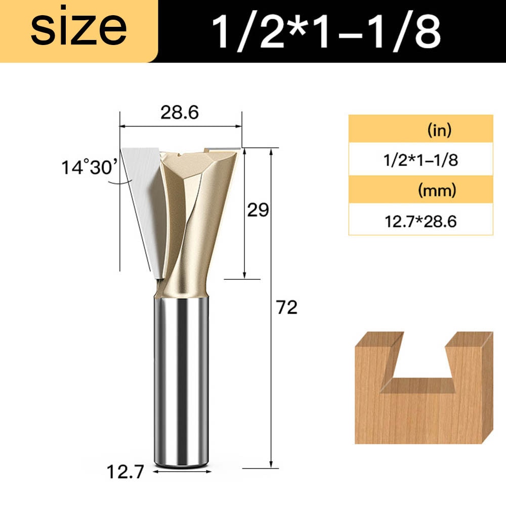 Tideway Dovetail Router Bits Joint Milling Cutter Tools for Furniture Building Cabinet Making Engraving Cutting Tool for Wood: W00116