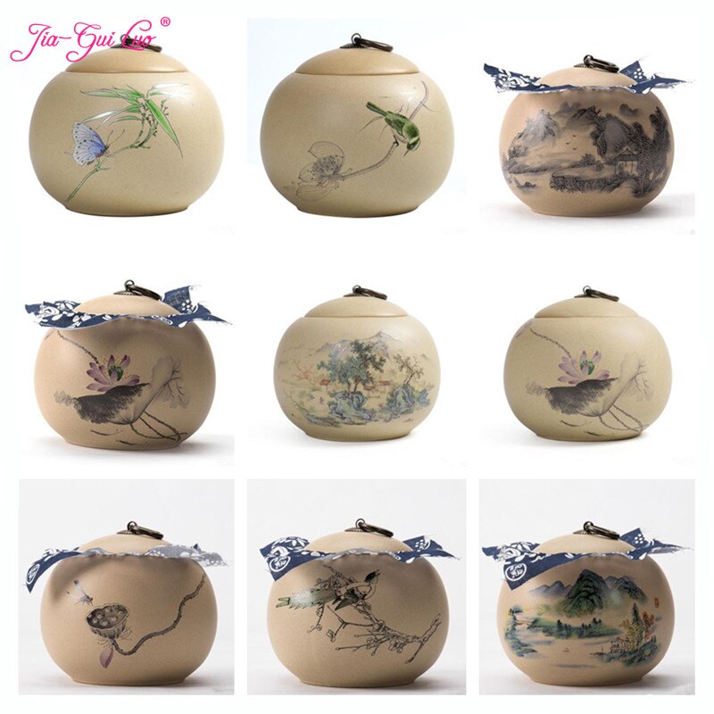 JIA-GUI LUO Farbe Glasur Keramik Tee Caddies Tieguanyin verschlossenen dosen Getrocknete Frucht Tragbare reise Tee Kasten D057