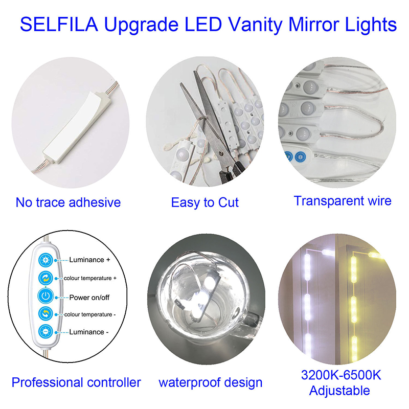 Luci a specchio per trucco a LED USB 5V Hollywood Dresser Light Bar Vanity Light lampada da tavolo da toeletta impermeabile per la decorazione del bagno