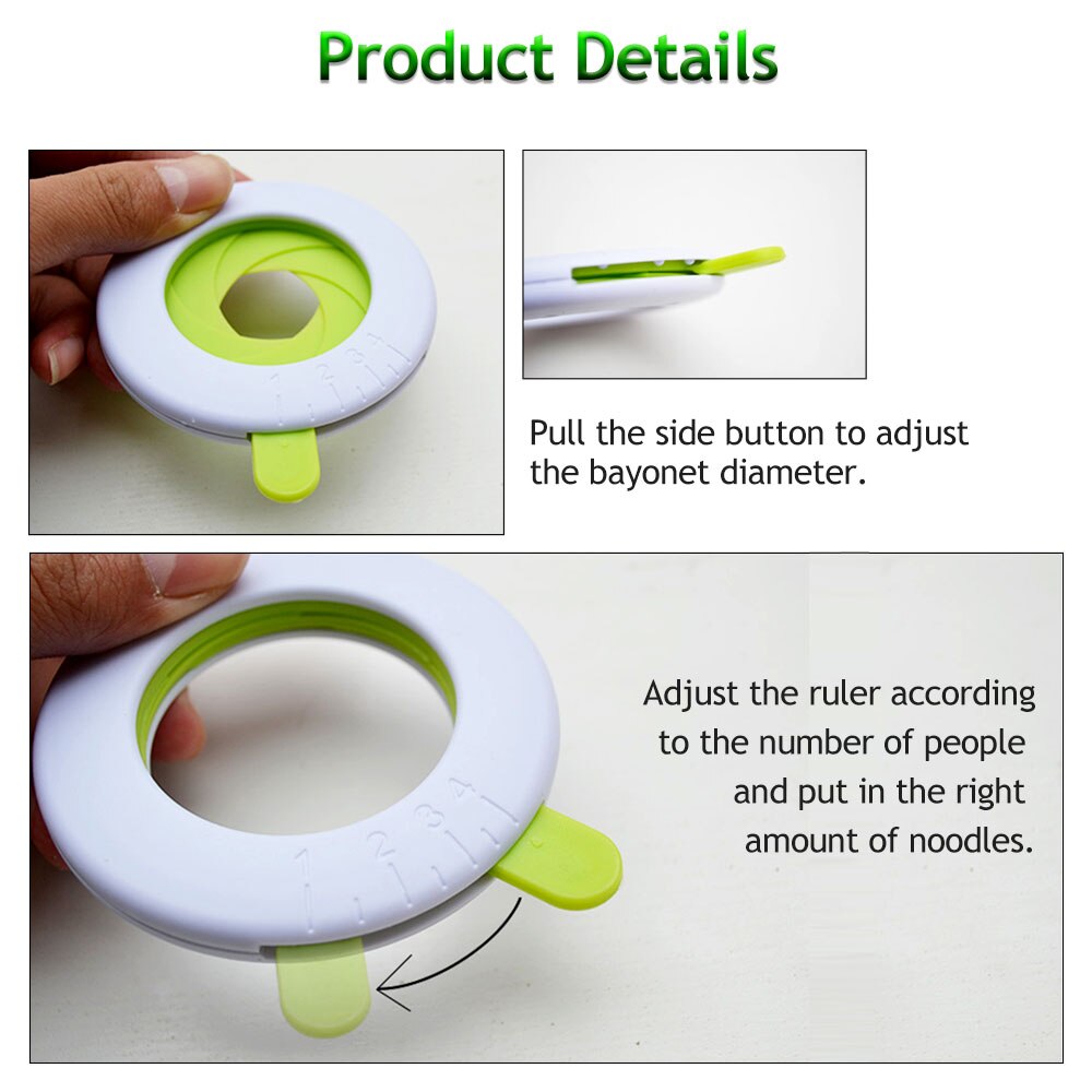 Medidor limitador de Pasta de espagueti 3.1in, herramienta de control de porciones ABS, medidor de fideos ajustable, utensilios de cocina