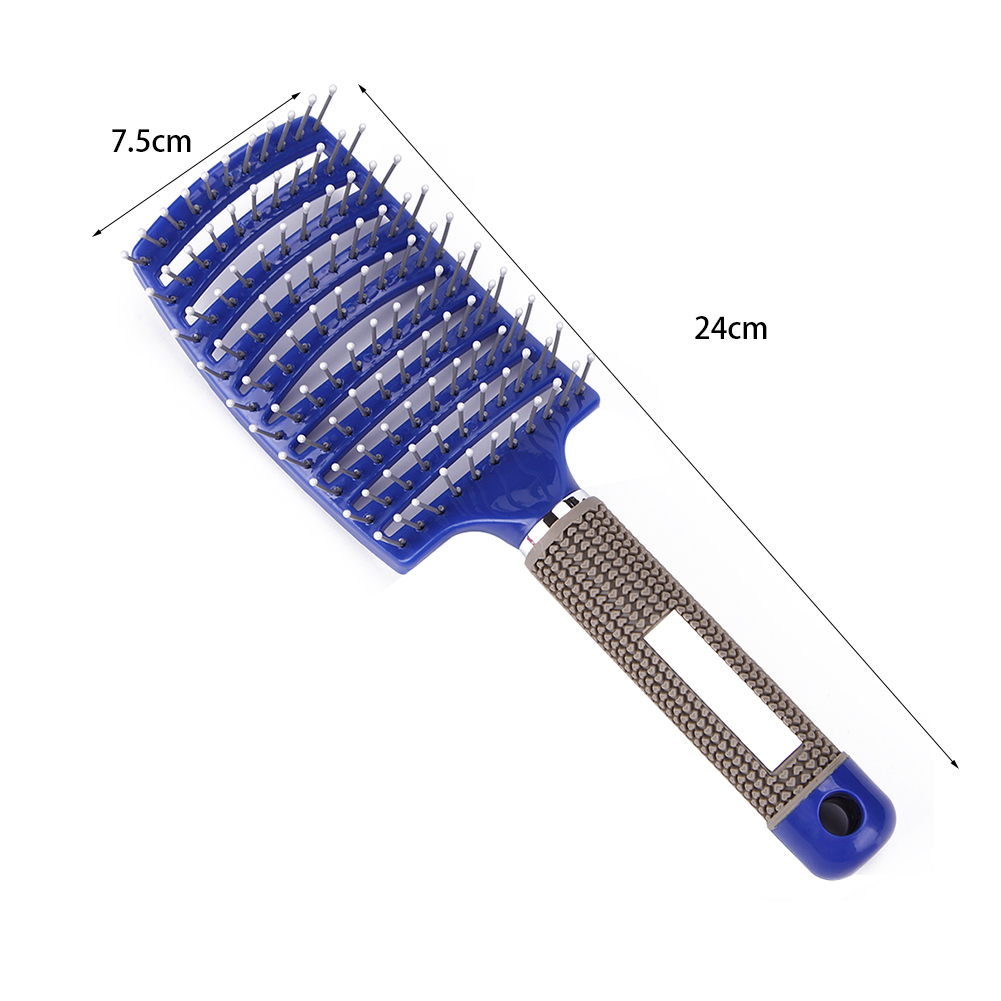 Cepillo con Cerdas de Nailon para el Cabello de Mujer, Peine para Masaje de Pelo Rizado o Mojado, Accesorio de Estilismo y Peluquería ideal para Salón de Belleza: Dark Blue A