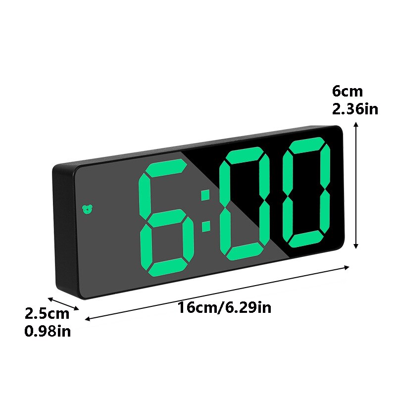 Elektronische Wekker 7 Inch Gebogen Dimbare Led Digitale Tafel Klok Voor Kinderen Slaapkamer Groen Rood Grote Aantal Klok Lichtgewicht: green