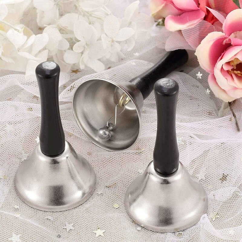 24 stuks handbellen zilver stalen service handbellen zwarte houten handgreep diatonische metalen bellen muzikale percussie (nikkelwit)