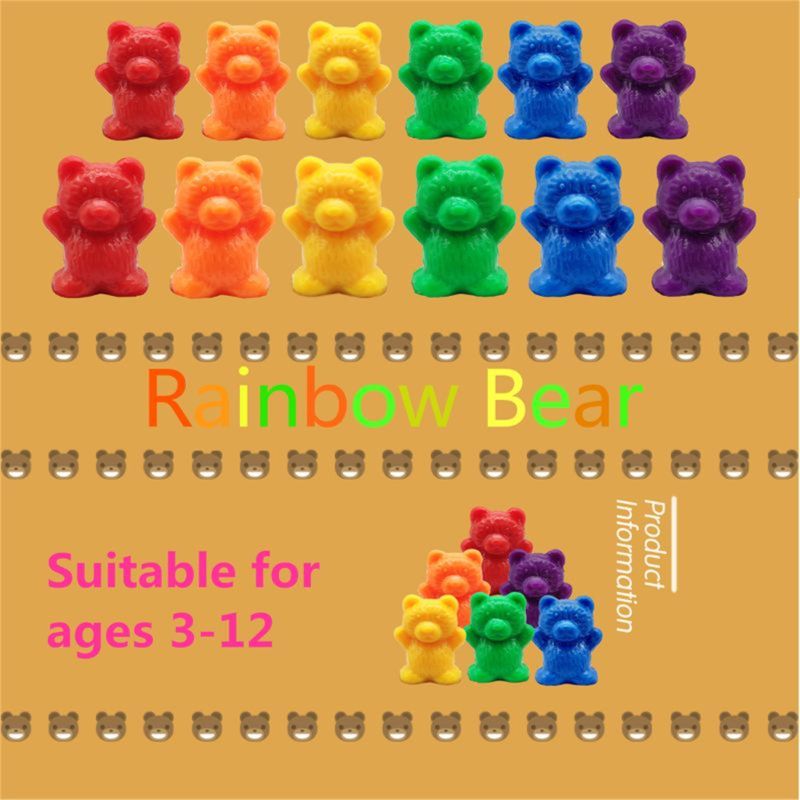 Children Montessori Toy 1set Boxed Counting Bear Montessori Educational Cognition Rainbow Matching Game Educational Toys