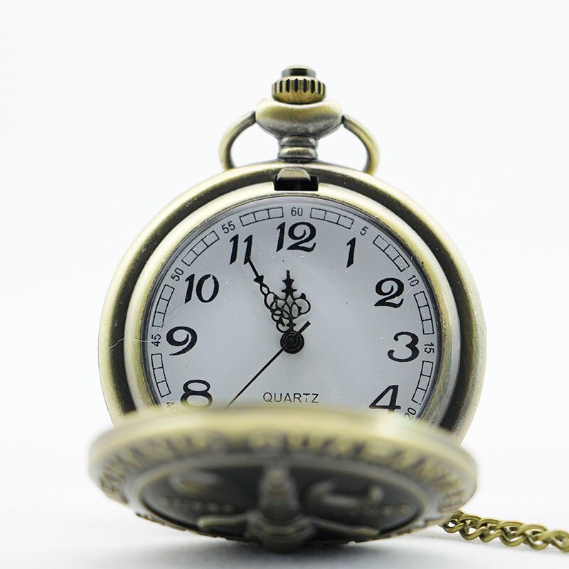 Vintage Bronze Pocket Watch With Chain – Quartz Movement, Full Hunter Case, Unisex Gift