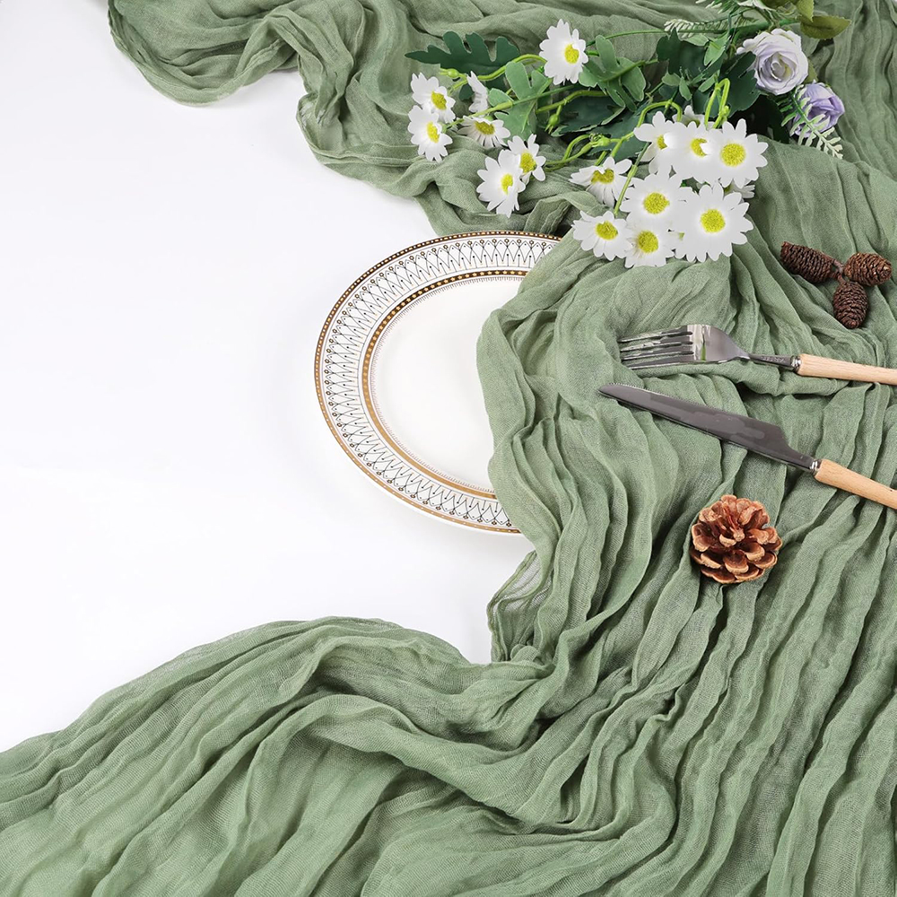 Rosa blå ostduk bordslöpare rustik gasväv boho ljusrosa ostduk bordslöpare bröllop brud babyshower dekorationer: 30*220cm / Vinröd