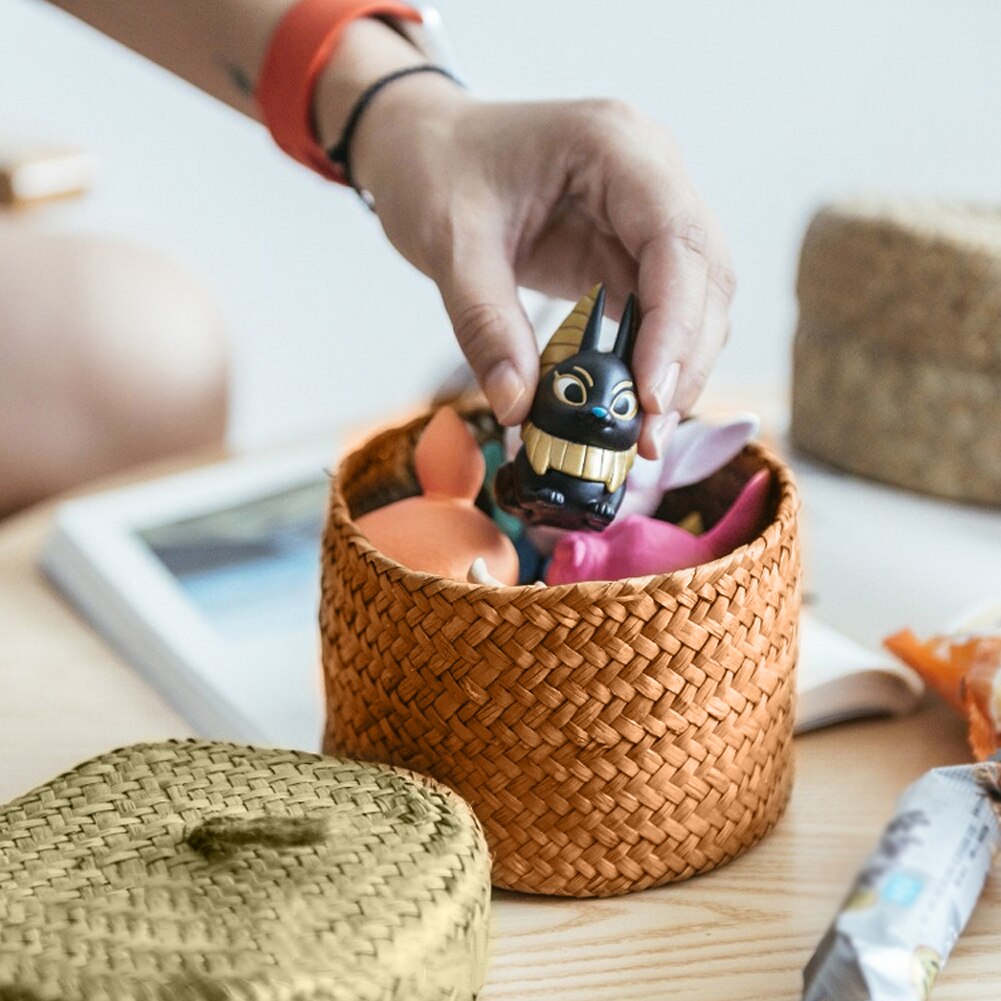 Håndlavet halm opbevaringskurv vævet kurv flet rattan planter potte blomster opbevaringsbeholder til haven bryllup dekoration