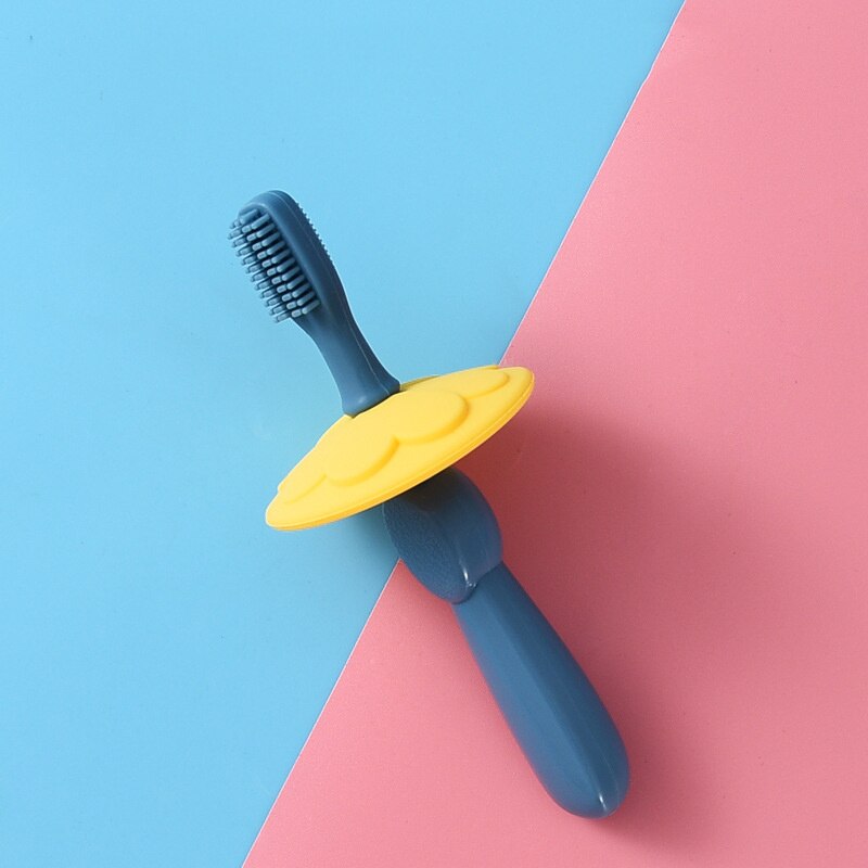 Silicone Kids Training Toothbrush Super Soft Children Baby Dental Oral Care Tooth Brushes Infant Toddler Teeth Cleaning Tools: Blue Without Box