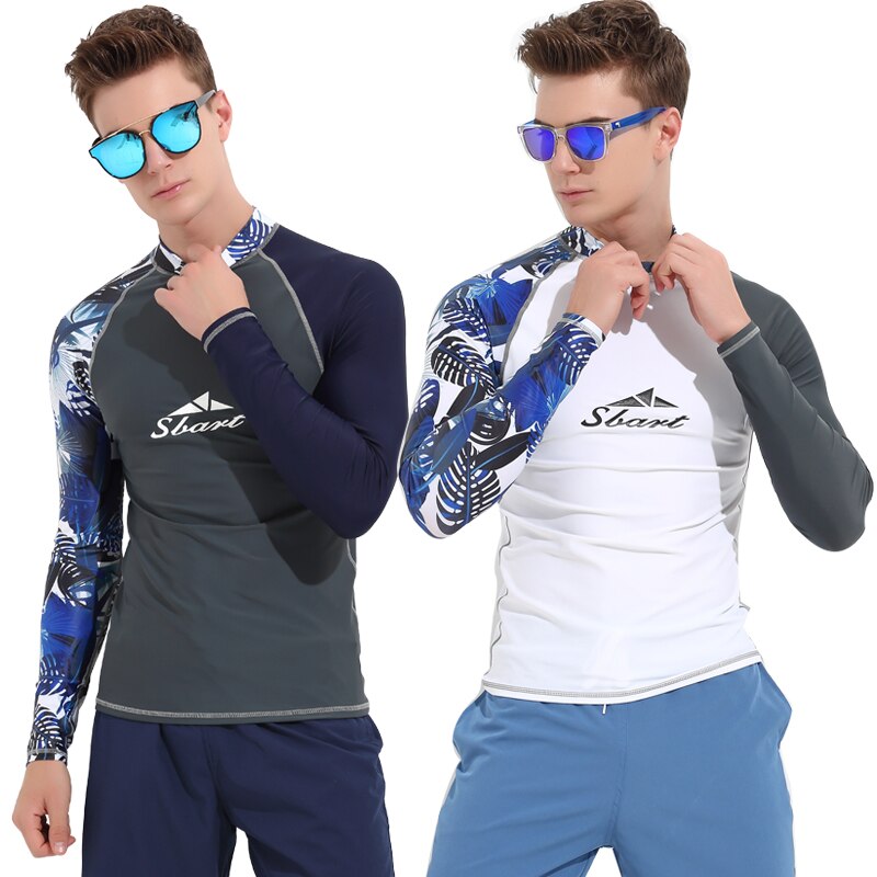 Mens Rash Guard UPF 50+ Powerful Water & Sun Protection Long Sleeve Mens Basic Skins UPF 50+ Rashguard Shirt Wetsuit Tops Adult