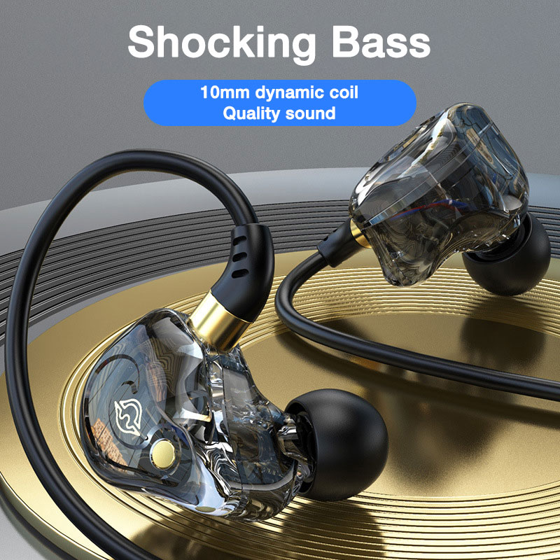 EARDECO-auriculares con cable de 3,5mm, cascos con micrófono, auriculares con cable, estéreo de graves, con cancelación de ruido, gancho para la oreja deportivo