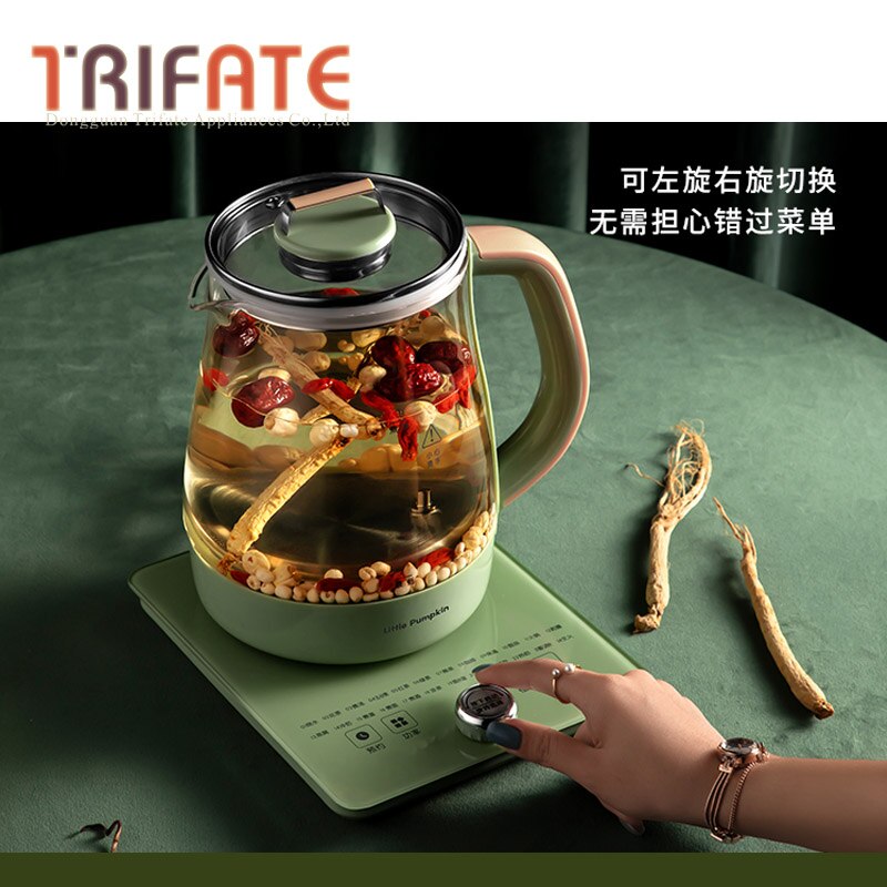 1.8L wielofunkcyjny czajnik retro zielony wielofunkcyjny automatyczny szklany czajnik elektryczny garnek zdrowia