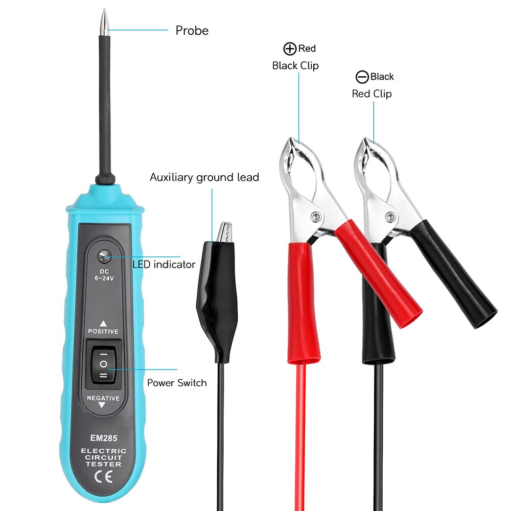EM285 Automotive Electric Circuit Tester Car Electrical System Diagnostics Test Tool 6-24V DC Auto Circuit Detect Tool